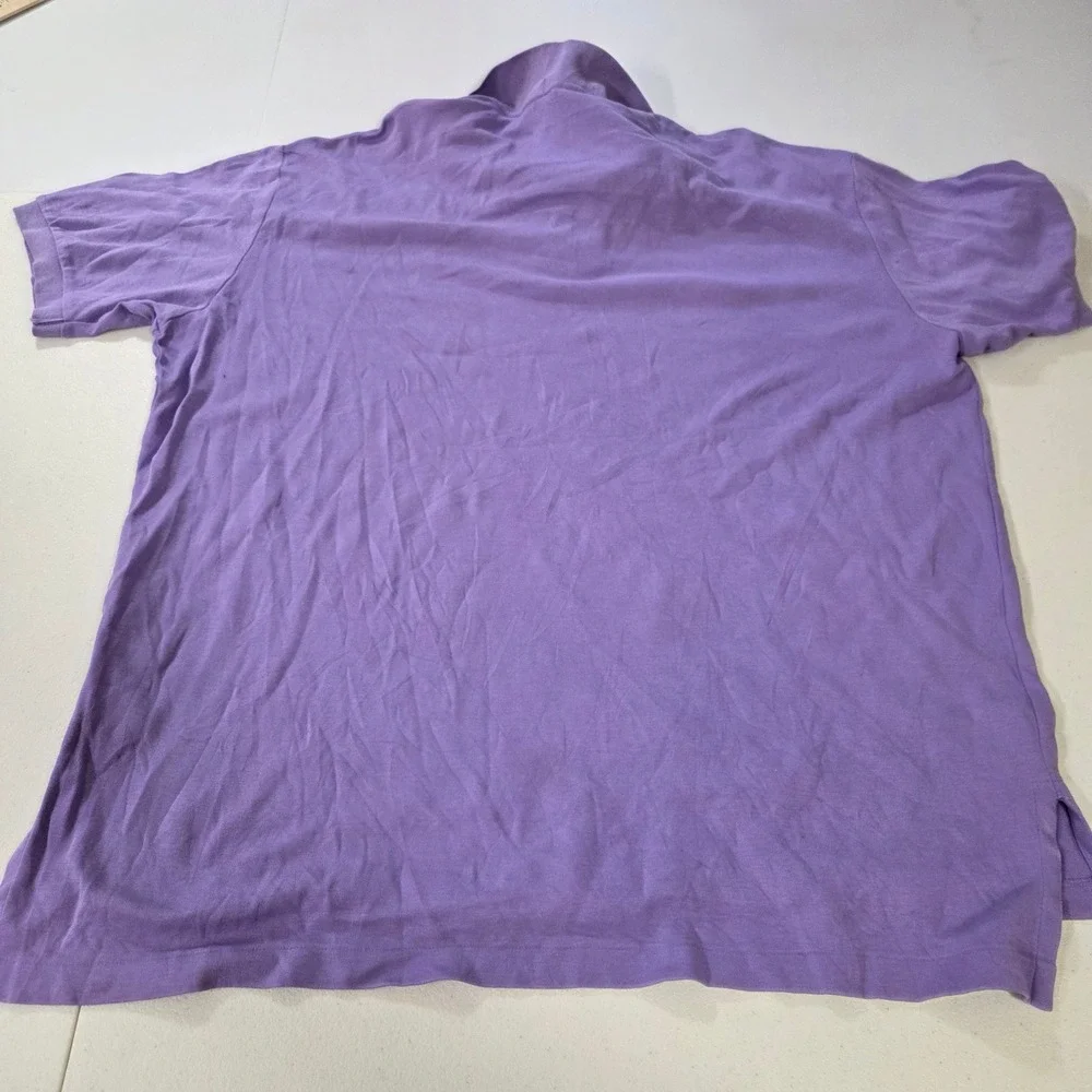 Polo Ralph Lauren Mens XL Purple Short Sleeve Pique Polo Shirt Orange Pony Logo